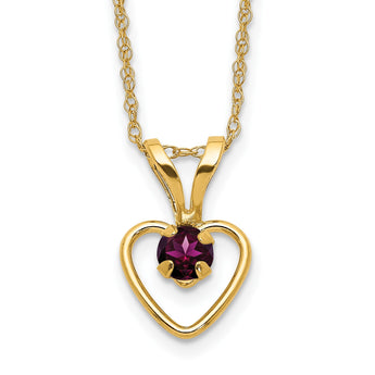 10k Madi K 3mm Rhodolite Garnet Heart Birthstone Necklace 15 in - Birthstone Company