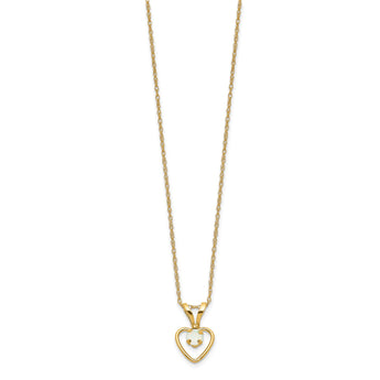 10k Madi K 3mm Opal Heart Necklace 15 in - Birthstone Company