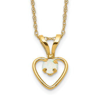 10k Madi K 3mm Opal Heart Necklace 15 in - Birthstone Company