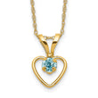 10k Madi K 3mm Blue Zircon Heart Birthstone Necklace 15 in - Birthstone Company