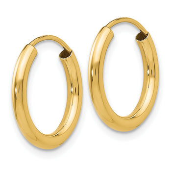 10k Polished Round Endless 2mm Hoop Earrings - Birthstone Company