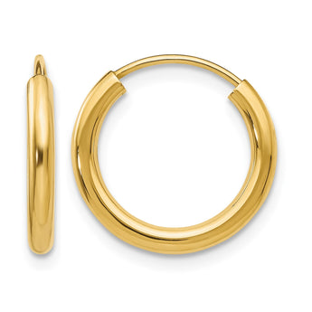 10k Polished Round Endless 2mm Hoop Earrings - Birthstone Company