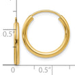 10k Polished Round Endless 2mm Hoop Earrings
