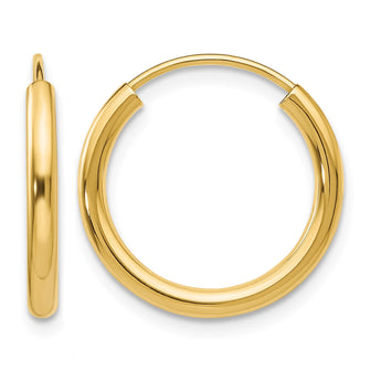 10k Polished Round Endless 2mm Hoop Earrings - Birthstone Company