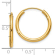 10k Polished Round Endless 2mm Hoop Earrings