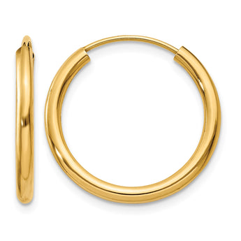 10k Polished Round Endless 2mm Hoop Earrings - Birthstone Company