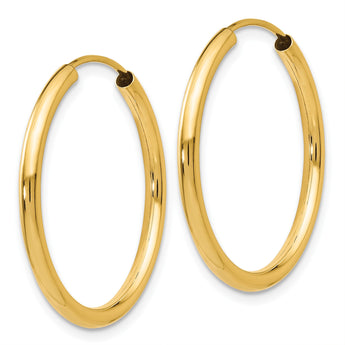 10k Polished Round Endless 2mm Hoop Earrings - Birthstone Company