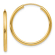 10k Polished Round Endless 2mm Hoop Earrings