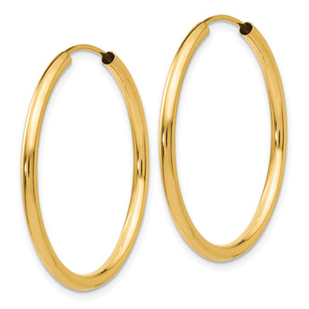 10k Polished Round Endless 2mm Hoop Earrings