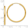 10k Polished Round Endless 2mm Hoop Earrings