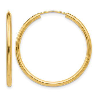 10k Polished Round Endless 2mm Hoop Earrings - Birthstone Company