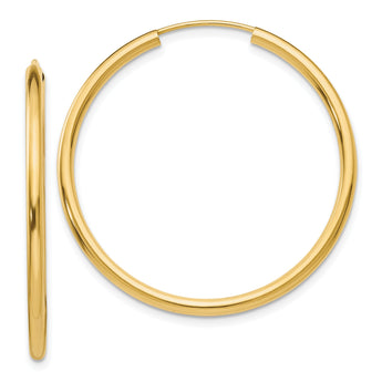 10k Polished Round Endless 2mm Hoop Earrings