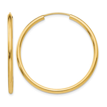 10k Polished Round Endless 2mm Hoop Earrings - Birthstone Company