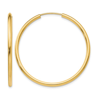10k Polished Round Endless 2mm Hoop Earrings - Birthstone Company