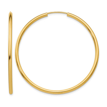 10k Polished Round Endless 2mm Hoop Earrings - Birthstone Company