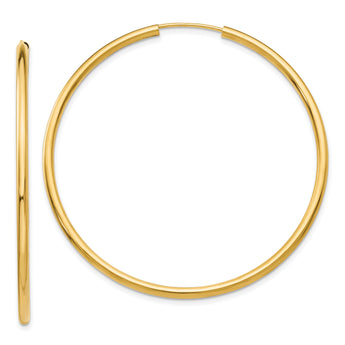 10k Polished Round Endless 2mm Hoop Earrings