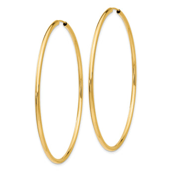 10k Polished Round Endless 2mm Hoop Earrings