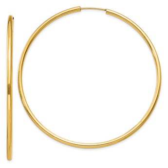 10k Polished Round Endless 2mm Hoop Earrings