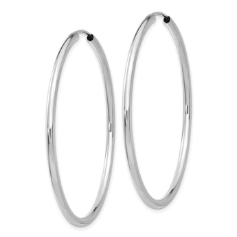 10k White Gold Polished Endless 2mm Hoop Earrings