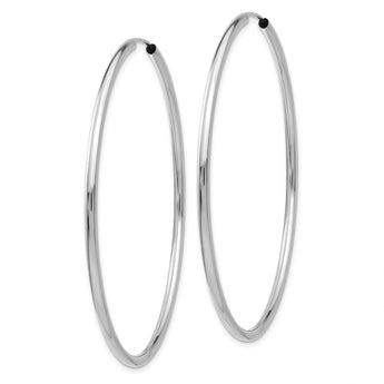 10k White Gold Polished Endless 2mm Hoop Earrings