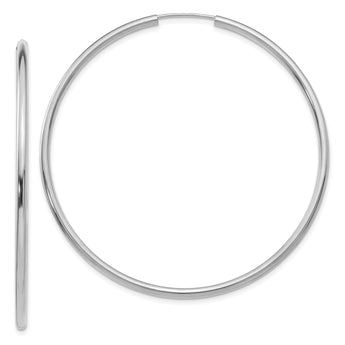 10k White Gold Polished Endless 2mm Hoop Earrings