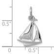 10k White Gold Solid Polished 3-Dimensional Sailboat Charm