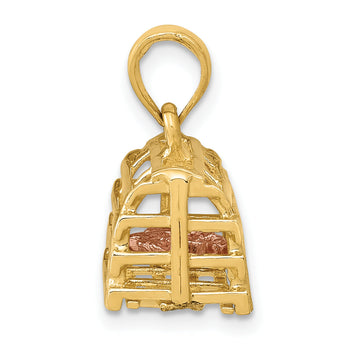 10k Two-Tone Polished 3-Dimensional Lobster Trap Pendant