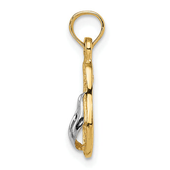 10k & Rhodium Single Flip-Flop Pendant