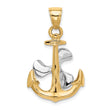 10k Two-tone 3-D Anchor w/Moveable Propeller Pendant