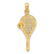 10k w/Rhodium Polished Tennis Racquet Pendant