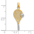 10k w/Rhodium Polished Tennis Racquet Pendant