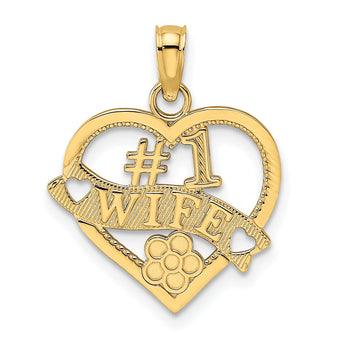 10K #1 WIFE Heart Pendant