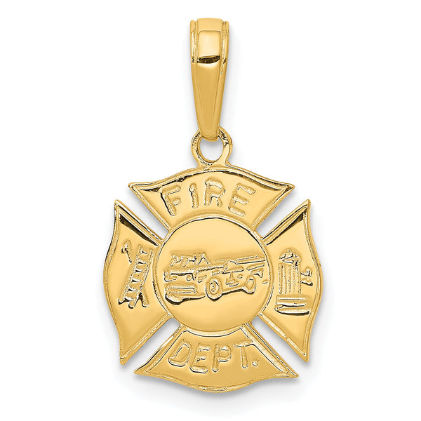 10k Fire Dept Shield Pendant