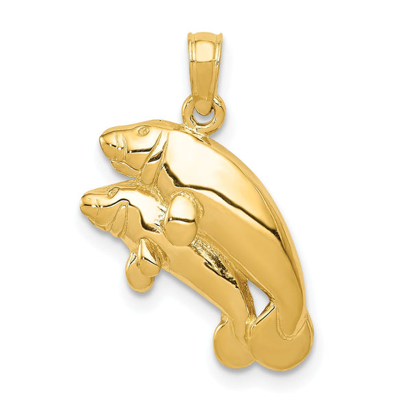 10K Double Manatee Pendant