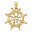 10K  3D Ships Wheel Pendant