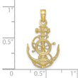 10k Small Anchor w/Wheel Pendant