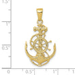 10K Medium Anchor w/Wheel Pendant