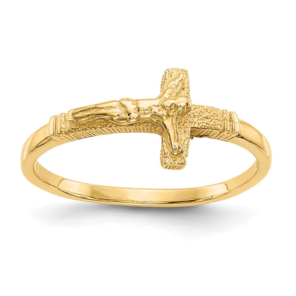 10K Satin Finish Childs Crucifix Ring