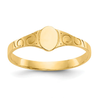 10k Polished Oval Child's Signet Ring, Size 3 - Birthstone Company