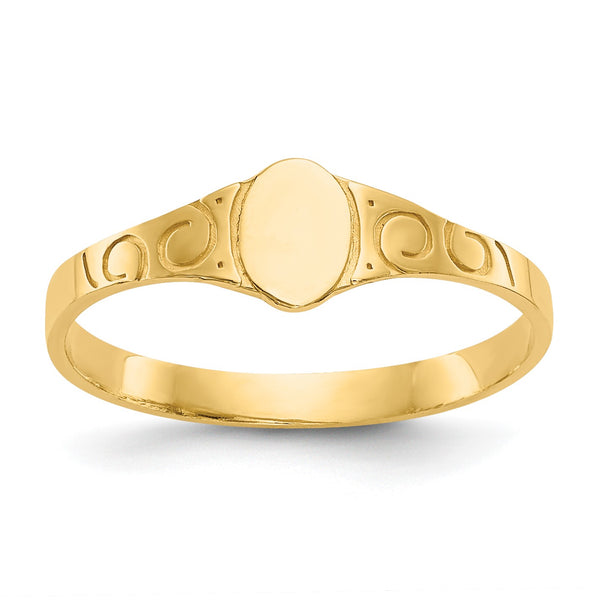 10k Polished Oval Child's Signet Ring, Size 3 - Birthstone Company