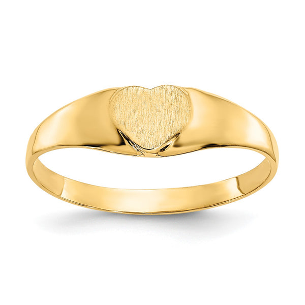 10k Satin Child's Heart Signet Ring, Size 3 - Birthstone Company