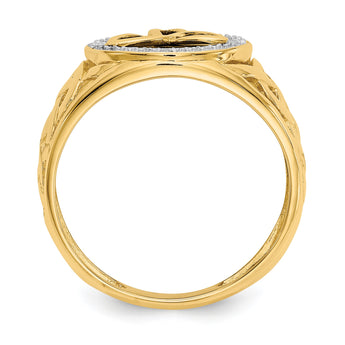 10K and Rhodium Onyx Diamond Trinity Ring, Size 10 - Birthstone Company