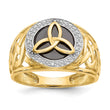 10K and Rhodium Onyx Diamond Trinity Ring, Size 10 - Birthstone Company