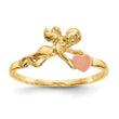 10K Two-tone Angel & Satin Heart Ring