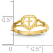 10K Diamond-Cut Childs Heart & Cross Ring
