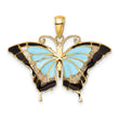 10K Aqua Enameled Butterfly Pendant