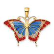 10K Blue & Red Enameled Butterfly Pendant