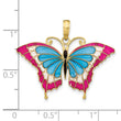 10K Blue & Red Enameled Butterfly Pendant