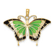 10K Green Enameled Butterly Pendant