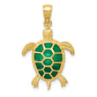 10K Green Enameled Sea Turtle Pendant